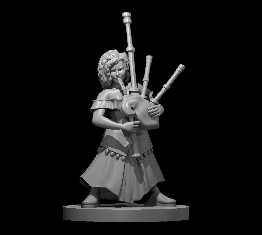 Dwarf Female Bard with Bagpipes