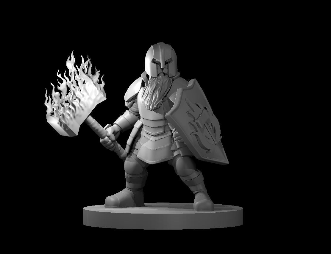 Dwarf Male Cleric Flaming Hammer