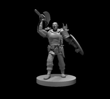 Half Orc Barbarian with Battle Axe and Shield