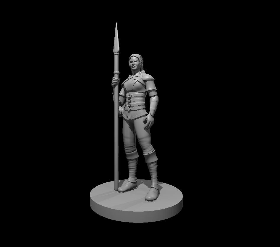 Human Female Fighter  with spear relaxed