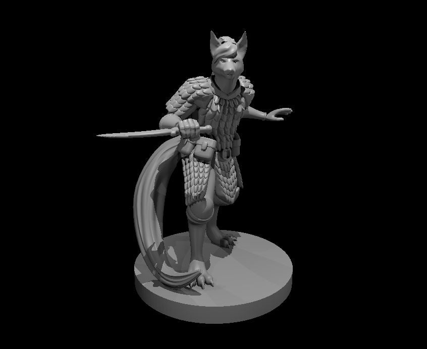 Kitsune Cleric with Scale Armor and Dagger